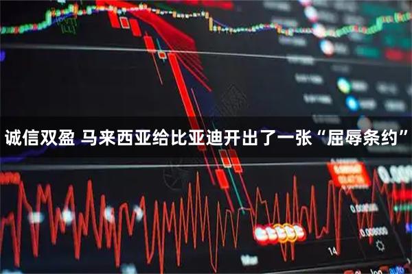 诚信双盈 马来西亚给比亚迪开出了一张“屈辱条约”