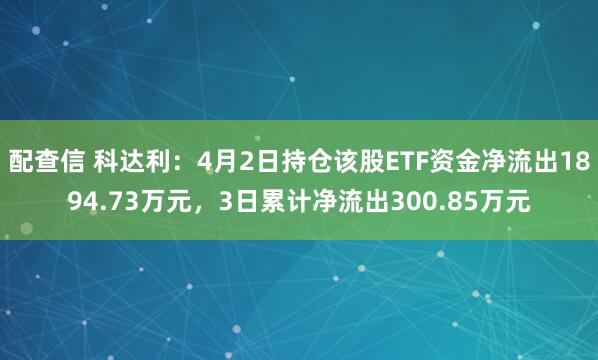 配查信 科达利：4月2日持仓该股ETF资金净流出1894.73万元，3日累计净流出300.85万元