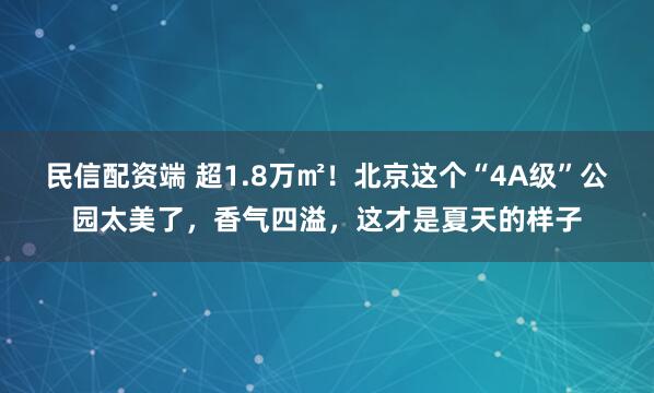 民信配资端 超1.8万㎡！北京这个“4A级”公园太美了，香气四溢，这才是夏天的样子